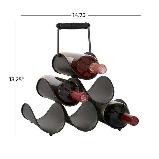 15" Black Metal Industrial Wine Rack